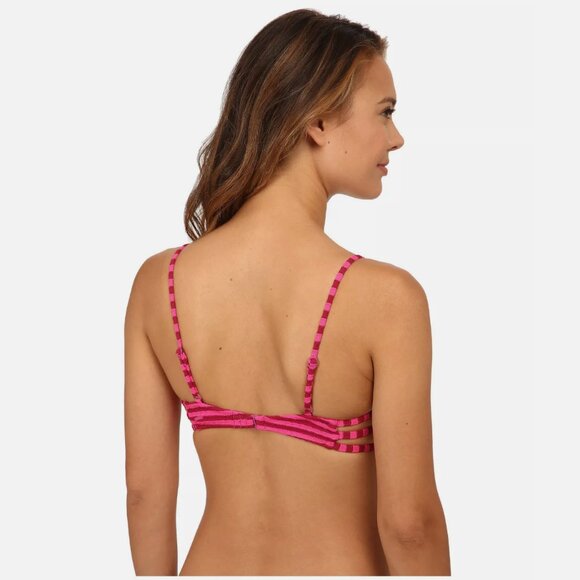 LVolcom Broken Lines Triangle Bikini Top in Fiesta Pink - Picture 3 of 11